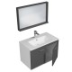 RUBITE 80 cm meuble salle de bain anthracite simple vasque 2 portes + miroir cadre