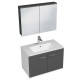 RUBITE 80 cm meuble salle de bain anthracite simple vasque 2 portes + miroir armoire