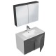 RUBITE 80 cm meuble salle de bain anthracite simple vasque 2 portes + miroir armoire