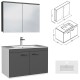 RUBITE 80 cm meuble salle de bain anthracite simple vasque 2 portes + miroir armoire