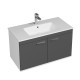 RUBITE 90 cm meuble salle de bain anthracite simple vasque 2 portes