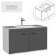 RUBITE 90 cm meuble salle de bain anthracite simple vasque 2 portes