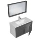 RUBITE 90 cm meuble salle de bain anthracite simple vasque 2 portes + miroir cadre