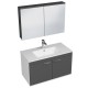 RUBITE 90 cm meuble salle de bain anthracite simple vasque 2 portes + miroir armoire