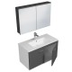 RUBITE 90 cm meuble salle de bain anthracite simple vasque 2 portes + miroir armoire