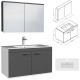 RUBITE 90 cm meuble salle de bain anthracite simple vasque 2 portes + miroir armoire