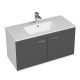 RUBITE 100 cm meuble salle de bain anthracite simple vasque 2 portes