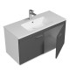 RUBITE 100 cm meuble salle de bain anthracite simple vasque 2 portes