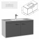 RUBITE 100 cm meuble salle de bain anthracite simple vasque 2 portes