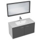 RUBITE 100 cm meuble salle de bain anthracite simple vasque 2 portes + miroir cadre