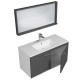 RUBITE 100 cm meuble salle de bain anthracite simple vasque 2 portes + miroir cadre