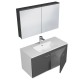 RUBITE 100 cm meuble salle de bain anthracite simple vasque 2 portes + miroir armoire