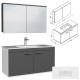 RUBITE 100 cm meuble salle de bain anthracite simple vasque 2 portes + miroir armoire