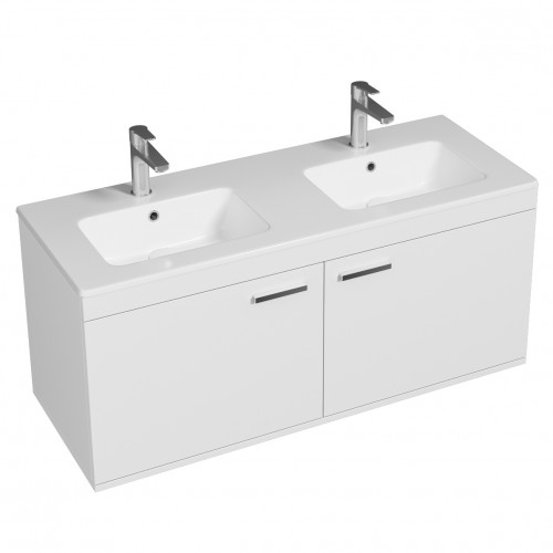 RUBITE 120 cm meuble salle de bain blanc double vasque 2 portes