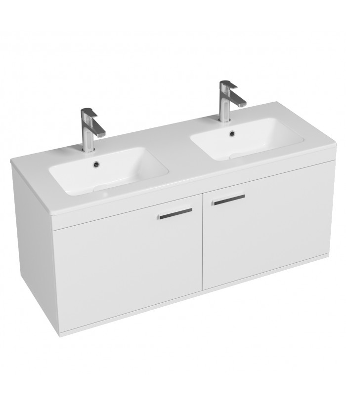 RUBITE 120 cm meuble salle de bain blanc double vasque 2 portes