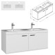 RUBITE 120 cm meuble salle de bain blanc double vasque 2 portes