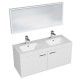 RUBITE 120 cm meuble salle de bain blanc double vasque 2 portes + miroir cadre