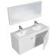 RUBITE 120 cm meuble salle de bain blanc double vasque 2 portes + miroir cadre