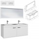 RUBITE 120 cm meuble salle de bain blanc double vasque 2 portes + miroir cadre