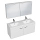 RUBITE 120 cm meuble salle de bain blanc double vasque 2 portes + miroir armoire