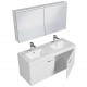 RUBITE 120 cm meuble salle de bain blanc double vasque 2 portes + miroir armoire