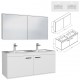 RUBITE 120 cm meuble salle de bain blanc double vasque 2 portes + miroir armoire