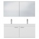 RUBITE 120 cm meuble salle de bain blanc double vasque 2 portes + miroir armoire