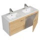 RUBITE 120 cm meuble salle de bain chêne double vasque 2 portes