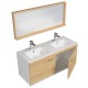 RUBITE 120 cm meuble salle de bain chêne double vasque 2 portes + miroir cadre