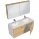 RUBITE 120 cm meuble salle de bain chêne double vasque 2 portes + miroir armoire