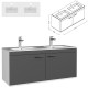 RUBITE 120 cm meuble salle de bain Anthracite double vasque 2 portes