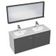 RUBITE 120 cm meuble salle de bain Anthracite double vasque 2 portes + miroir cadre