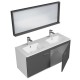 RUBITE 120 cm meuble salle de bain Anthracite double vasque 2 portes + miroir cadre