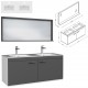 RUBITE 120 cm meuble salle de bain Anthracite double vasque 2 portes + miroir cadre