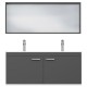 RUBITE 120 cm meuble salle de bain Anthracite double vasque 2 portes + miroir cadre