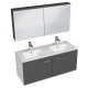 RUBITE 120 cm meuble salle de bain Anthracite double vasque 2 portes + miroir armoire