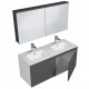 RUBITE 120 cm meuble salle de bain Anthracite double vasque 2 portes + miroir armoire