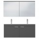 RUBITE 120 cm meuble salle de bain Anthracite double vasque 2 portes + miroir armoire