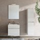 BOGOTA ensemble meubles salle de bain chêne blanc 60 cm + miroir + colonne