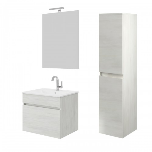 BOGOTA ensemble meubles chêne blanc 60 cm + miroir + colonne