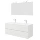 EASY Meuble double vasque 2 tiroirs chêne clair 120 cm + miroir 