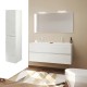 EASY Meuble double vasque chêne clair 120 cm + miroir + colonne