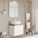 CITY Meuble blanc & plan chêne naturel 60 cm + miroir