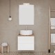 CITY Meuble blanc & plan chêne naturel 60 cm + miroir