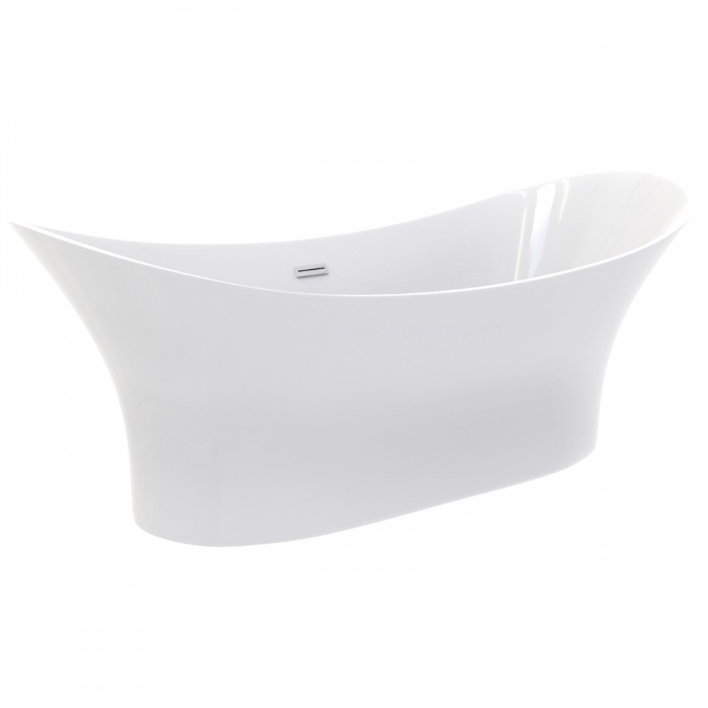 Baignoire îlot moderne ovale – Blanc – 180 cm x 75 cm – Choix de finition  du trop-plein – Otterton