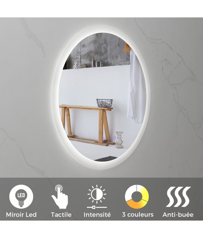 RADIUS miroir LED salle de bain anti-buée Ø 60 cm