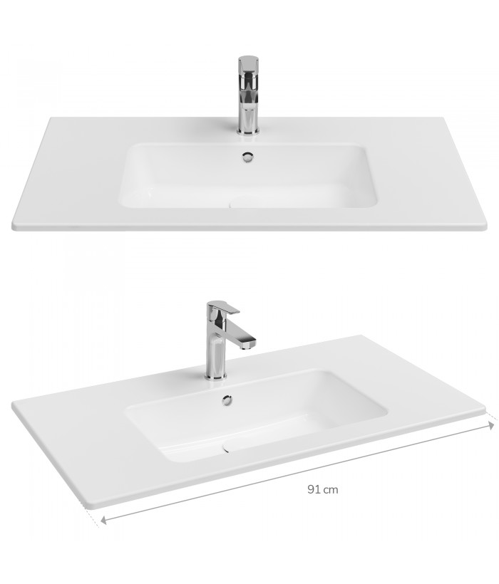 simple vasque encastrée en céramique blanche 91 cm