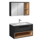 CAVALLI Meuble et vasque encastrée + miroir anthracite