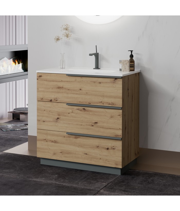 OIKOS Meuble chêne doré 80 cm