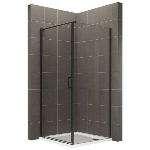 HELENA-BLACK Cabine de douche carrée avec verre de sécurité anticalcaire